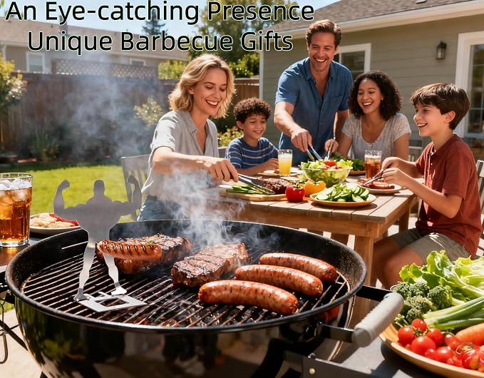 2 PCS Funny BBQ Stand Muscle Man Hot Dog Holder | Reusable Stainless Steel Hotdog and Sausage Stand | Portable Hot Dog Roaster | Barbecue Grill Accessories | Funny Birthday Gifts for Men