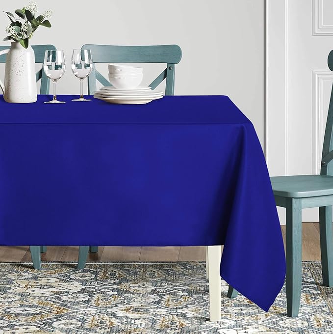 sancua Rectangle Tablecloth - 90 x 156 Inch - Stain and Wrinkle Resistant Washable Polyester Table Cloth, Decorative Fabric Table Cover for Dining Tables, Buffet Parties and Camping, Blue