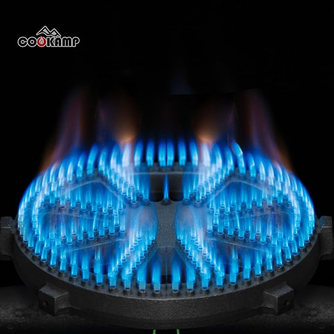 COOKAMP Cast Iron Propane Burner Head with Brass Fitting Orifice (SH16RH - DIY Burner & Regulator)