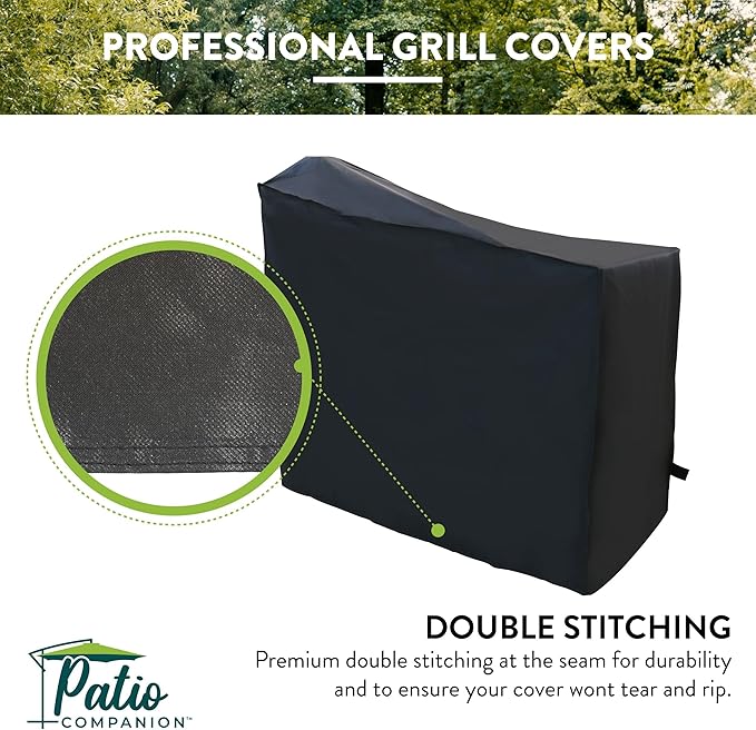 Patio Companion Professional, 52" Black Smoker Cover, 5-Year Warranty, Heavy-Grade, UV Blocking, Weather Resistant, Grill Cover for Traeger, Pit Boss.
