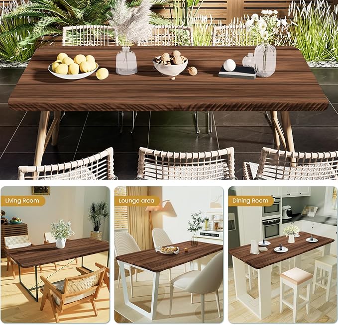 Irisbell Picnic Table Cover with Elastic Edge,6FT Wind Proof Wrinkleproof Fitted Tablecloth Cover Camping Beach Patio Rectangle Table Cloth for Indoor Outdoor (Wooden Grain, 30'' x 72'')