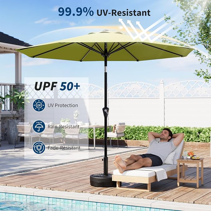 GarveeLife 10FT Umbrella Outdoor Patio, Backyard Umbrella with 8 Sturdy Ribs, Push Button Tilt and Crank, Waterproof UV Protection for Garden, Table, Pool, Market | Table Umbrella Waterproof UV Protection for Garden, Pool, Deck, Backyard, Market (Fruit...
