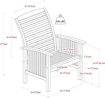 Walker Edison Rendezvous Modern 5 Piece Solid Acacia Wood Outdoor Dining Set, Set of 5, Brown