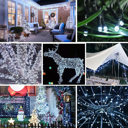 SyouHome 2 Pack Solar String Lights Outdoor, 200 LED Extra-Long 78Ft Solar Lights Outdoor with 8 Lighting Modes, IP65 Waterproof for Garden, Patio, Xmas, Balcony, Tree, Wedding, Party Decor (White)