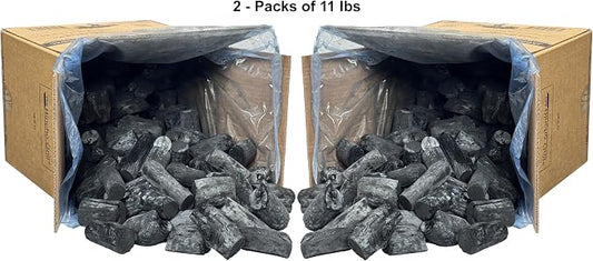 The Bincho Grill Classic Binchotan Charcoal 22lbs (2-Packs of 11lbs)– 100% Natural Hardwood for Japanese BBQ, Yakitori & Charcoal Grills. High Heat, Clean Burn, Low Smoke, No Spark