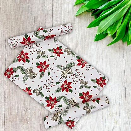 Urban Villa ChristmasPlacemats Pine Cone Print 100% Cotton Fused Placemats 14''x 20'' Over Sized Set of 6 Every Day Use Heavier QualityPlacemats