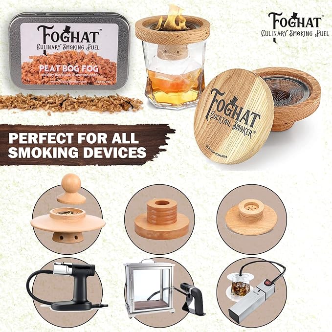 Cocktail Smoker Wood Chips - 4oz Whisky Peat Bog Fog Shavings for Whiskey & Drink Infuser Kit - Culinary Wood Smoking Chips for Hand Held Food Smoke Gun