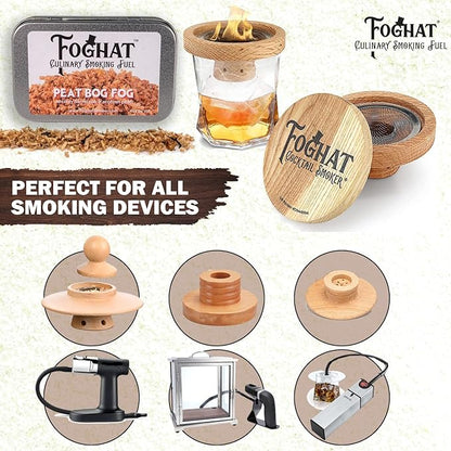 Cocktail Smoker Wood Chips - 4oz Whisky Peat Bog Fog Shavings for Whiskey & Drink Infuser Kit - Culinary Wood Smoking Chips for Hand Held Food Smoke Gun