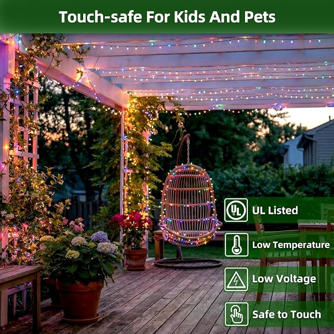 300LED Christmas Lights Outdoor Indoor Use, 12 Lighting Modes 75ft Christmas Tree Lights with Timer, Dimmable Multicolor LED StringLights Waterproof for Yard Tree Wedding Party Holiday Multicolor