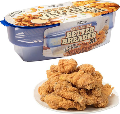 COOK'S CHOICE XL Original Better Breader Bowl 16" Mess-Free Breading Tray | Shake & Coat Batter Bowl w Lid for Chicken, Fish, & Vegetables, Great for Fish Fry, Tenders, Wings-Easy Cleanup & Made in USA
