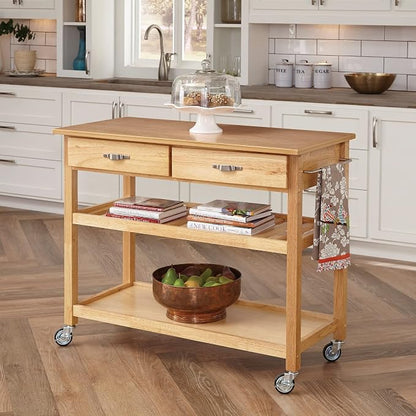 homestyles General Line Wood Rolling Kitchen Cart in Brown