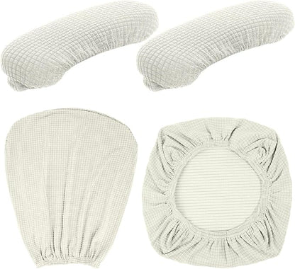 Tallew 4 Pcs Office Chair Covers Stretchable Armrest Seat,XL,Cream White | Universal Fit Office Desk Chairs, Protective Seat Backrest Slipcovers, Stretchable Prevent Wear, Easy Install for Rotating