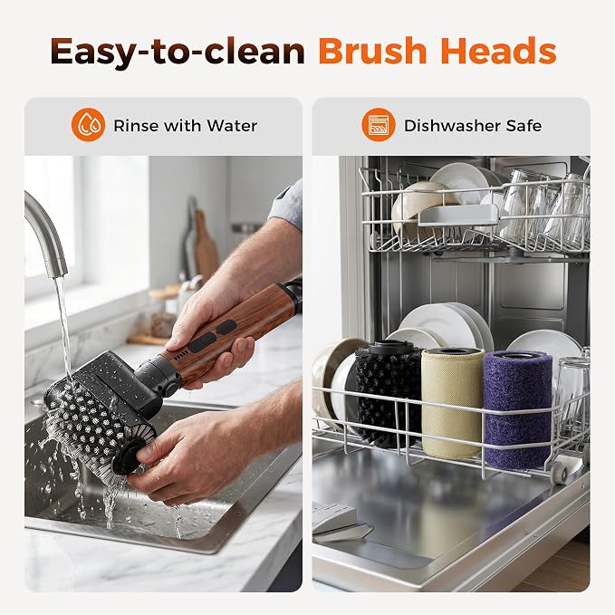 Leebein Electric Grill Brush for Outdoor, 2026 TikTok BBQ Grill Cleaner with 3 Heads, 3-Speed & Angle Adjust Cordless Rotary Grill Brush, 150Mins Runtime Grill Cleaning Brush for Barbecue Grates