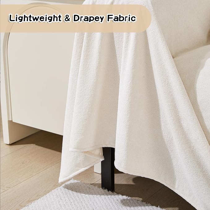 MEETSKY Couch Cover Washable for 2 Cushion Sofa, Cat Scratch Proof Furniture Protector Love Seat L Shape Couch Covers Soft Sectional Sofa Cover for Dogs Pets, 71" x 118", Creamy White