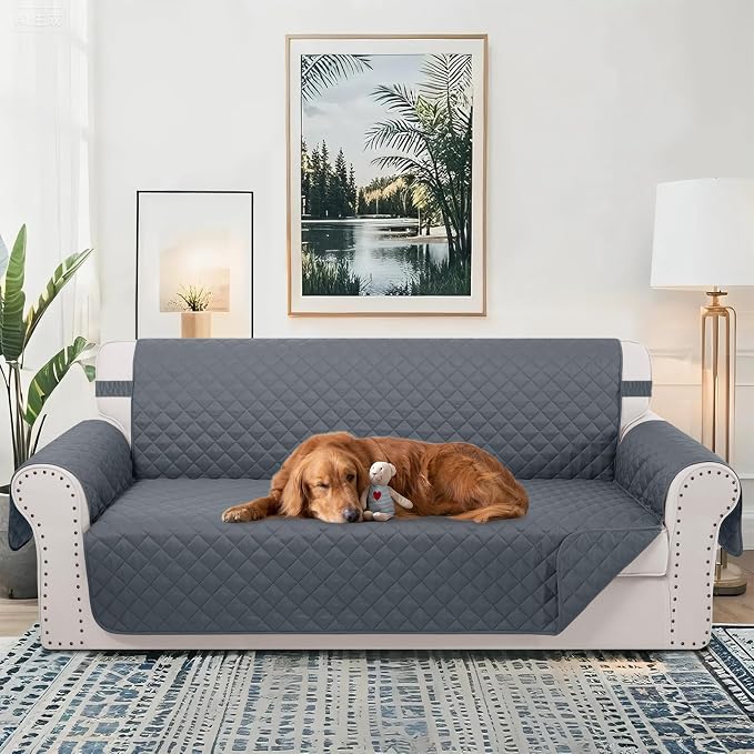 Reversible Couch Cover for 3 Cushion, Sofa, Dark Blue | Couch Cover for Sofa, Pet Friendly Water Repellent Couch Sofa Cover, Washable Furniture Protector with Elastic Straps