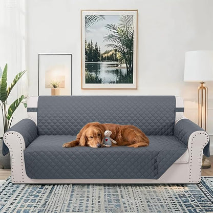 Reversible 4 Seater Sofa Cover 91" Large, Sofa, Dark Blue | Couch Cover Furniture Protector with Foam Sticks Elastic Straps Furniture Protector for Pets Children Dog Cat