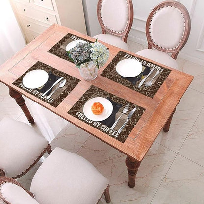 Vintage Cat Placemats Set of 4 Linen 12"x18" Retro Coffee Place Mats | Washable Heat-Resistant Cute Kitchen Table Mats for Dining Outdoor Home Decor