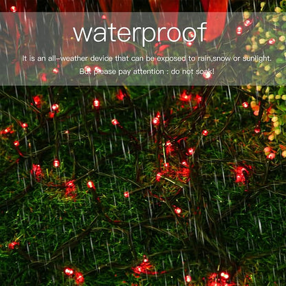 Solar Christmas Halloween String Lights, Red 200Led, Outdoor | 2 Pack Total 400Led 144Ft 8 Mode, IP44 Waterproof Outside Fairy Lights for Tree, Garden, Patio, Lawn, Party, Yard Decorations