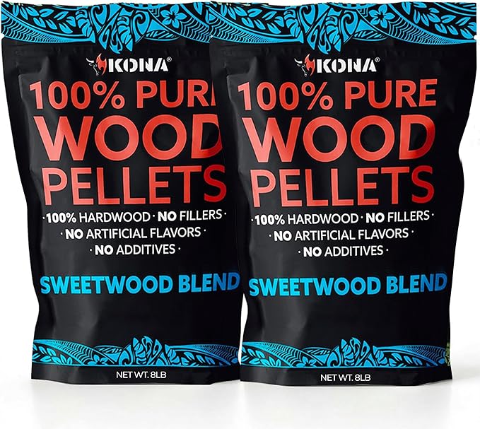 Kona Sweetwood Blend Smoker Pellets, Intended for Ninja Woodfire Outdoor Grill, 16 lb Resealable Bag