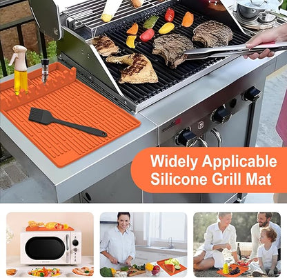 Silicone Grill Mat for Blackstone, Silicone Griddle Tools Mat, Spatula Mat with Drip Pad, Side Shelf Mattress for Outdoor Grill Kitchen Countertop, Backstone Griddle Accessories