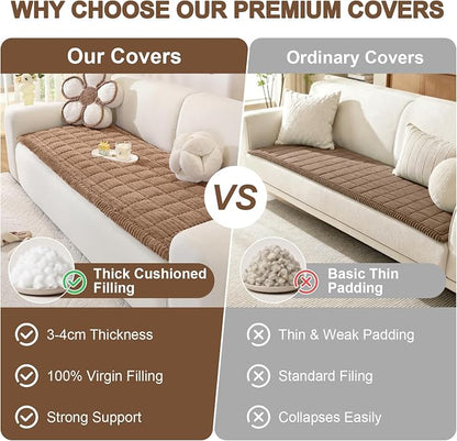 OstepDecor Couch Cover for Dogs, Washable Non Slip Sofa Cover for Pets | Soft Couch Covers for Sofa, Loveseat and Sectional, Furniture Protector Against Pet Hair & Dirt (35.4" x 70.9", Brown)