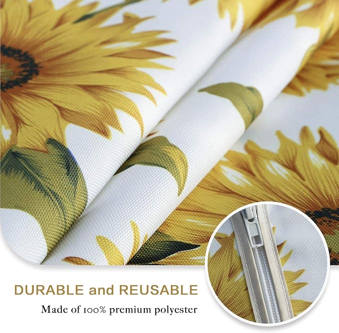 UMINEUX 60" Outdoor Round Tablecloth with Umbrella Hole and Zipper | Spring/Summer Waterproof Round Patio Table Cover for Picnic/BBQ/Garden, Sunflower