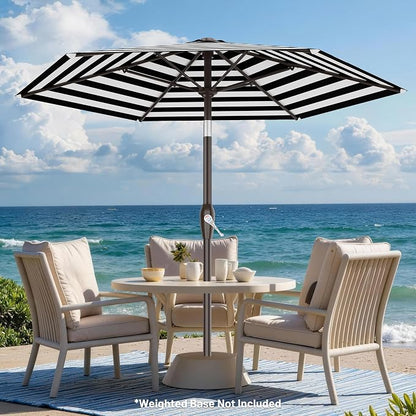 AreShark 7.5FT Patio Umbrella Table Market Umbrella w/Tilt and Crank, Heavy-Duty Outdoor Umbrellas for Pool, Deck, Garden and Backyard, Black & White Stripe