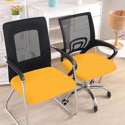 Smiry Office Computer Chair Seat Covers for Desk, Anti-dust Protector | Stretch Jacquard Removable Washable Desk Chair Seat Cushion Protectors, Mustard Yellow
