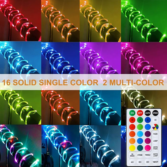 LitHome 33 FT Solar Rope Lights Outdoor Waterproof, 18 Colors Changing 100 LED Rope Lights for Outside with Remote, Solar String Light with Timer for Pool Trampoline Tree Garden Yard Christmas Decor