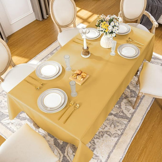 Softalker Square Tablecloth, Waterproof Table Cloths Wrinkle Free Fabric Washable Polyester Table Cover for Dining Tables Party Outdoor Camping Parties Buffet - 54 x 54 inch, Gold