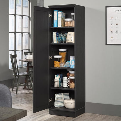 Sauder HomePlus Kitchen Pantry Storage Cabinet Slim Single Door with Adjustable Shelves, Living Room Storage Cabinet, in Raven Oak