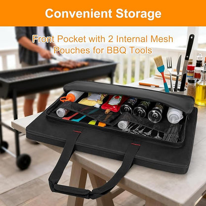 HODRANT Full‑Size Griddle Storage Bag Compatible with Weber Spirit 300 Series & Genesis 300 Series Griddle, Padded Flat Top Cover with Pockets & Handles for Outdoor Camping & Travel, Bag Only