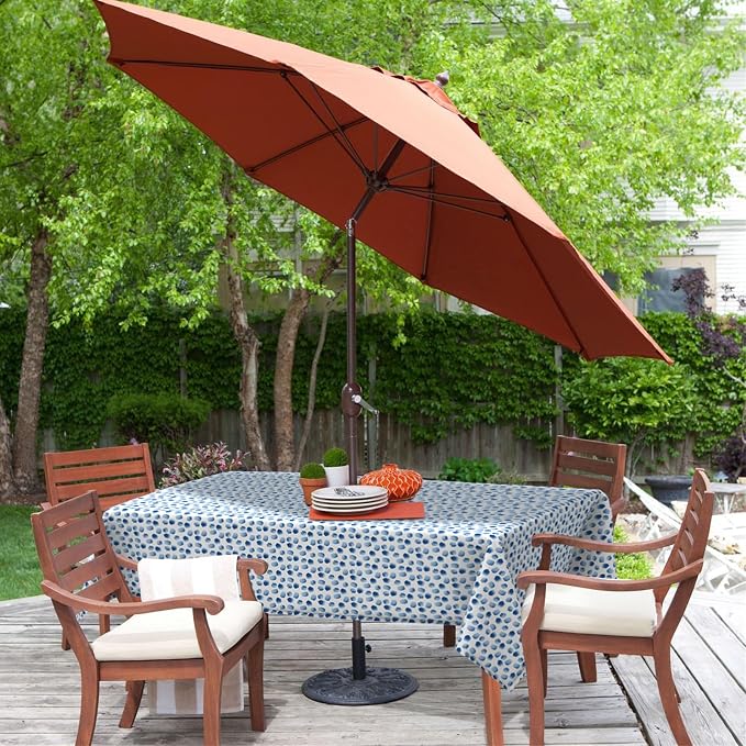 LVTXIII Rectangle Outdoor Tablecloth with Umbrella Hole and Zipper, Water-Repellent 60 x 84 Inch Patio Table Cover for Picnic, Garden, Backyard Dining, Brush Blue