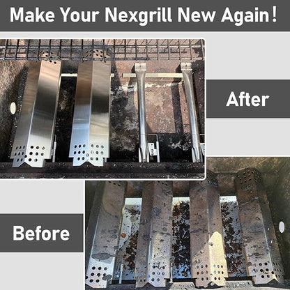 Utheer Grill Replacement Parts for Nexgrill 4 Burner 720-0830H 720-0783E 720-0888 720-0888N, Nexgrill Replacement Parts 4 Burner Included 4 Grill Burner Tube, 4 Heat Plates Shield Tent, 4 Ignitors