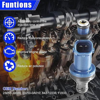 6PCS Fuel Injectors FJ333 for Toyota Avalon Camry Highlander Sienna Solara 3.0L V6 1998-2004 for Lexus ES300 RX300 Replacement 23250-0A010