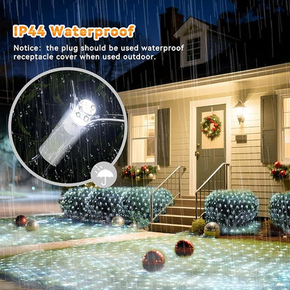 LitHome 21FT x 5FT Christmas Net Lights Outdoor Mesh Lights Connectable | 8 Modes 360 LED Waterproof Cool White Christmas Mesh Light for Bushes, Garden, Backyard, Xmas, Holiday Decor, Clear Wire