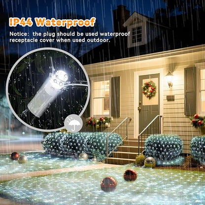 LitHome 610 LED 34.5ft x 5ft Outdoor Christmas Net Lights,Connectable Mesh Lights with 8 Modes,Waterproof Plug in Net Light for Bushes, Garden, Backyard, Holiday, Christmas(White)