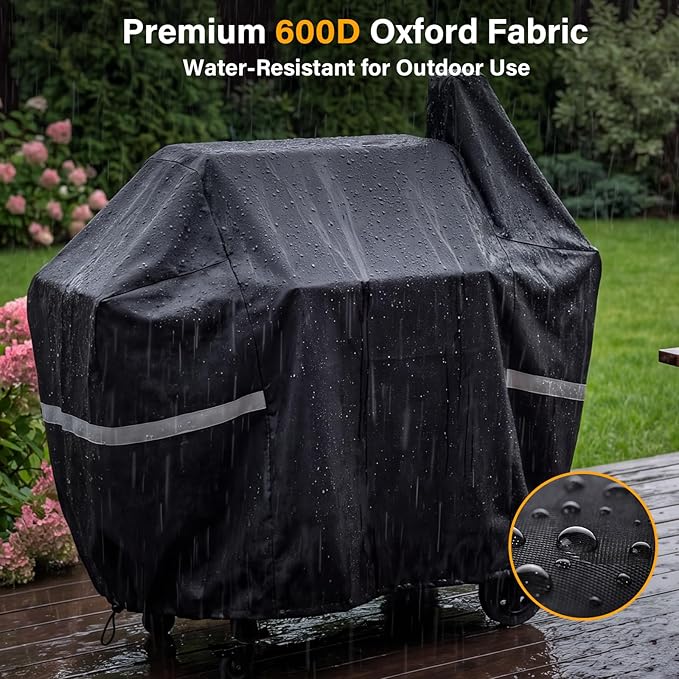 Grisun Grill Cover for Pit Boss 850 Pro Series 820 Deluxe - 820D 820FB 820SC 820XL 820PS1, Anti-Fade Waterproof Durable 600D Fabric Pellet Grill Cover with Drawstring and Fabric Handles, Black