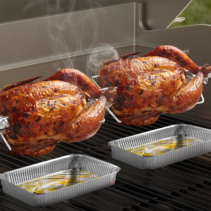 onlyfire Double Sided 4 Pronged Rotisserie Fork for Most Grills, Fits 5/16" Square Rotisserie Spit Rods, 1 PCS