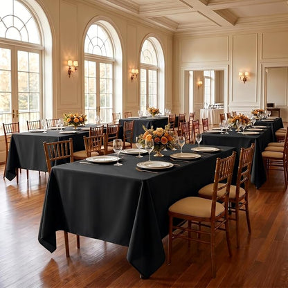 Fitable 6 Pack Black Tablecloths for Rectangle Tables, 70 x 120 Inch | Wrinkle & Stain Resistant, Washable Polyester Fabric Cloth Cover, For Wedding Party Banquet Formal Events Halloween