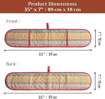 Maison d' Hermine Double Oven Mitts 100% Cotton 7"x35" Double Oven Mitt Heat Resistant BBQ Cooking Gloves with Loop Baking Grilling Kitchen Hotel Home Farmhouse Spring Summer (Provence)