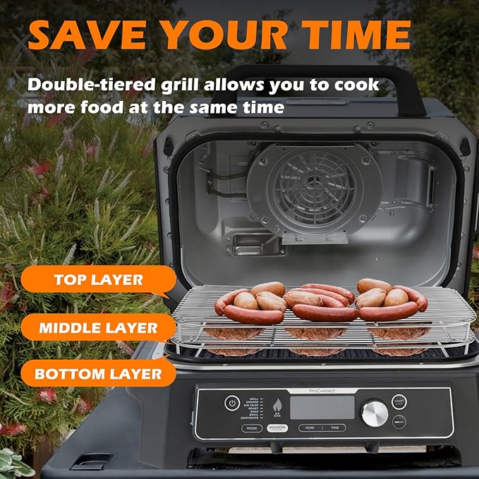 Ericair 2Pcs Stainless Steel Rack Set for Ninja XSKRSTRKXL Woodfire OG800 and OG900 Series, Grill Rack Accessories for Ninja OG850 OG951 Woodfire Pro XL Outdoor Grill & Smoker
