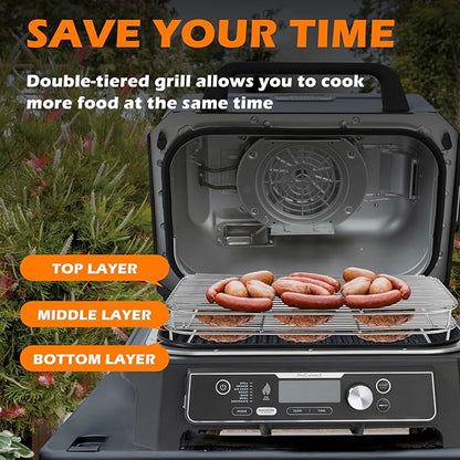 Ericair 2Pcs Stainless Steel Rack Set for Ninja XSKRSTRKXL Woodfire OG800 and OG900 Series, Grill Rack Accessories for Ninja OG850 OG951 Woodfire Pro XL Outdoor Grill & Smoker