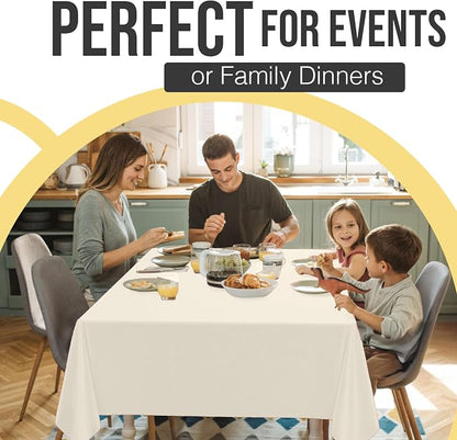 Exquisite Party Solids 66% Thicker Premium Plastic Table Cloth Rectangle Table Cover 0.5 Mil 6 Pack Ivory Table Cloth 54 Inch x 108 Inch Disposable Tablecloth Won't Tear Easily Like Cheap Thin Brands