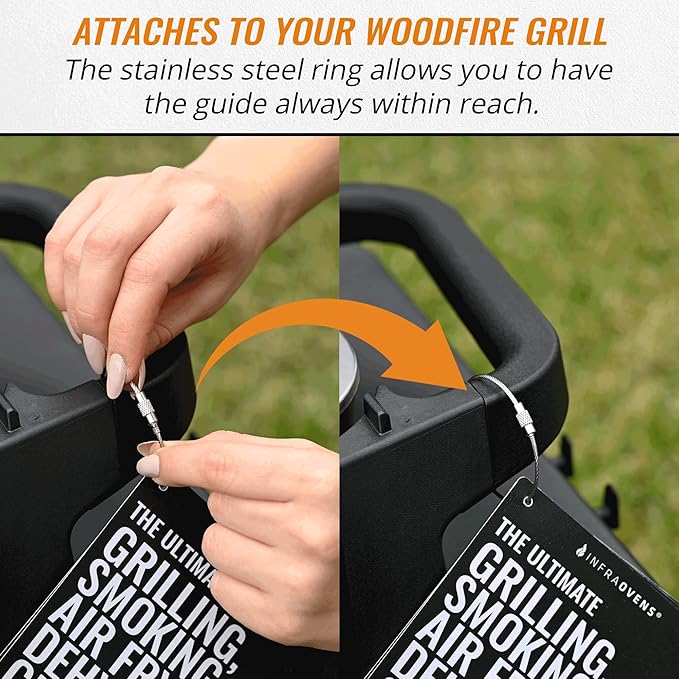 INFRAOVENS Cooking Guide Accessory for Ninja Woodfire Outdoor Grill Pro XL, Pro Connect XL, OG800 OG900 Series, Waterproof Cheat Sheet for Wood Fire 7-in-1, Electric Master Grill, Air Fryer & Smoker