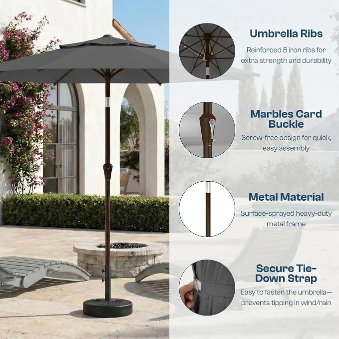 10FT Patio Umbrella, 2 Tier Outdoor Table Umbrella, Large Vented Market Umbrellas with Push Button Tilt and Crank, 8 Sturdy Ribs for Backyard, Deck, Pool, UPF50+ UV Protection