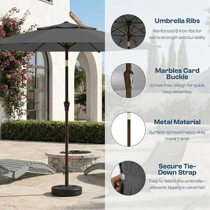 10FT Patio Umbrella, 2 Tier Outdoor Table Umbrella, Large Vented Market Umbrellas with Push Button Tilt and Crank, 8 Sturdy Ribs for Backyard, Deck, Pool, UPF50+ UV Protection