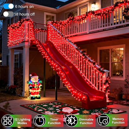 WUXYIYANG 750 LED 240FT Red Valentine Lights, 12 Pro Modes and Timer Memory & Dimmable, Plug in Clear Wire Indoor Valentine Room Light for for Xmas Bedroom Yard Tree Wedding Party Waterproof Decor