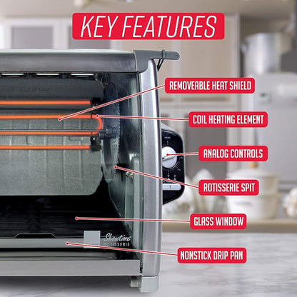 Ronco 5500 Series Countertop Rotisserie Oven, 12-lb Capacity, Stainless | Rotisserie chicken cooks perfectly, 3 functions - rotisserie, sear, no-heat rotation; basket included; auto shutoff