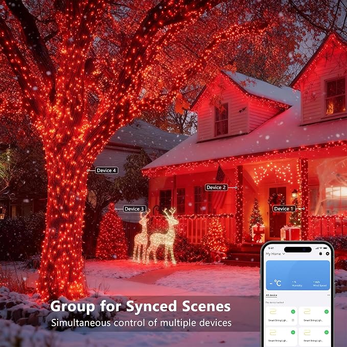 Brizled Smart Red & Green Color Changing Christmas Lights 200 LED 66 ft